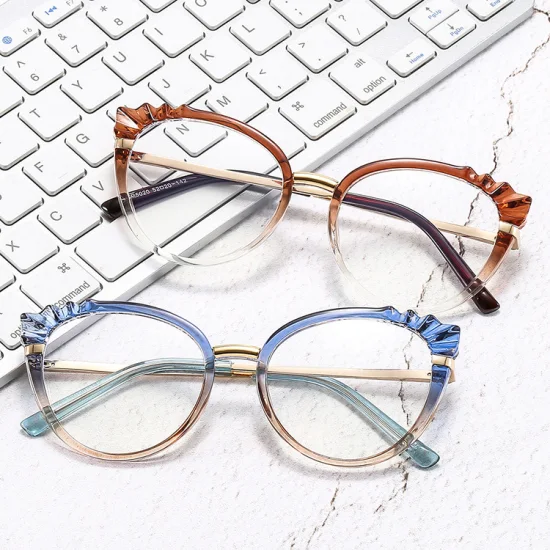 2023 Newest Top Fashion High Quality Adults Computer Eyewear Cat Eye Gradient Colorful Frame Outdoor Tr90 Anti Blue Light Blocking Glasses